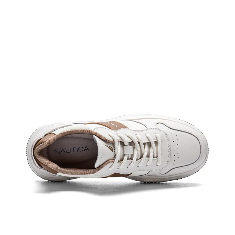 NAUTICA Anti Slip Wear Resistant Low Top Skateboard Shoes Men's White Coffee-4