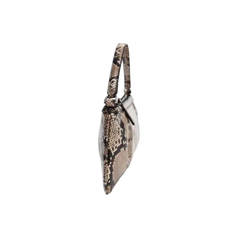 ZARA PU Handbag, Shoulder Bag Small Size Women's Snake Print Brown-2