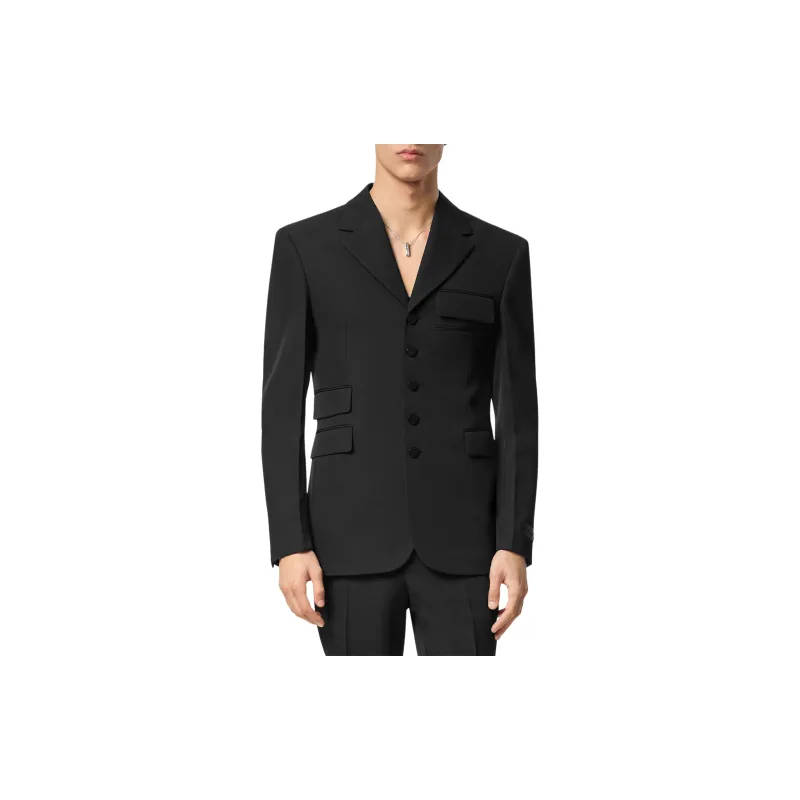 VERSACE Logo appliqué Wool Blazer-2