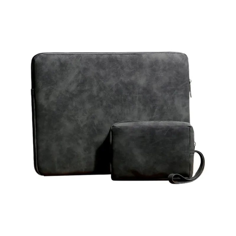 MUYKUY PU Leather Liner Laptop Bag Regular Unisex Gray/Pink/Black-14
