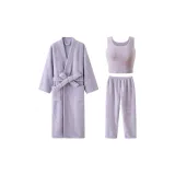 Lavender Beige Velvet Bathrobe Set of Three