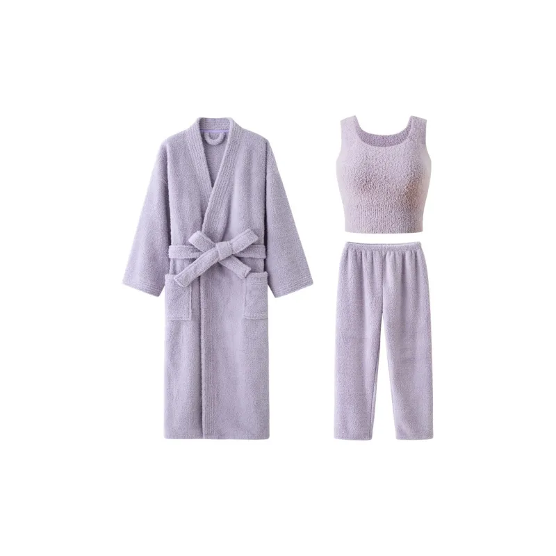 Vine Color Women's Bath Robes-5