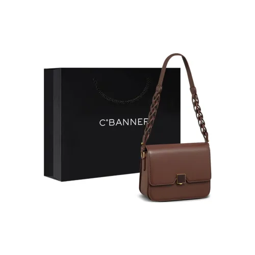C°BANNER Split Cow Leather With Synthetic Leather Cylinder Bag, Shoulder Bag Regular Women's Coffee