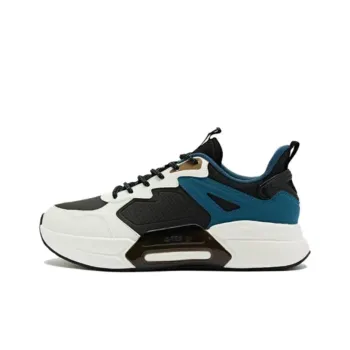 QIAODAN Anti Slip Wear Resistant Low Top Running Shoes Men's White Black Blue