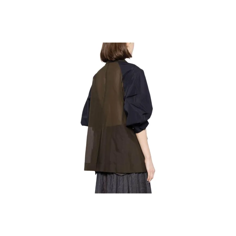Sacai Voile X Taffeta Jacket 'Khaki/Navy'-3