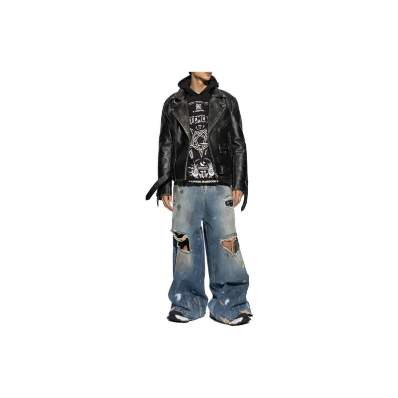 Vetements Distressed Effect Wide Leg Jeans-1