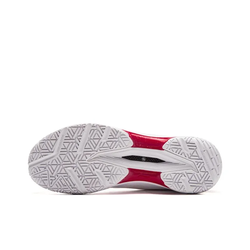 LiNing Slip Resistant Breathable Low Top Badminton Shoes Unisex White Red-6
