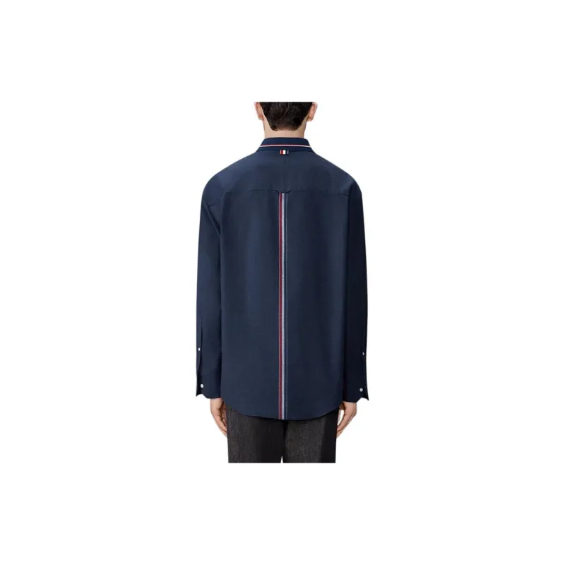 THOM BROWNE Rwb Striped Curved Hem Shirt-6