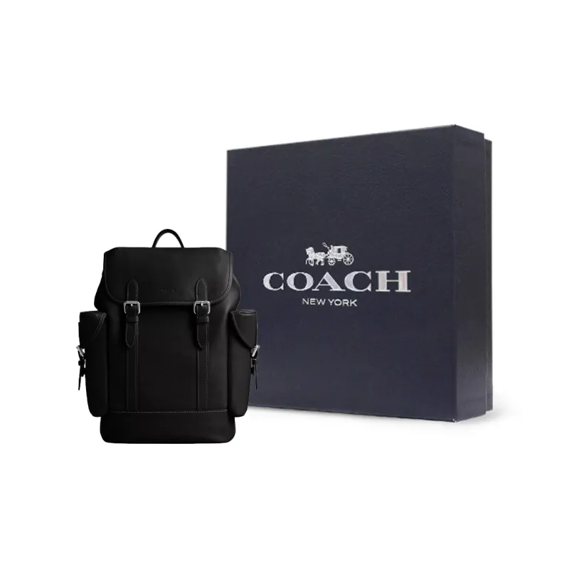 COACH Hitch Grain Leather Backpack Tubas Men's Black-0
