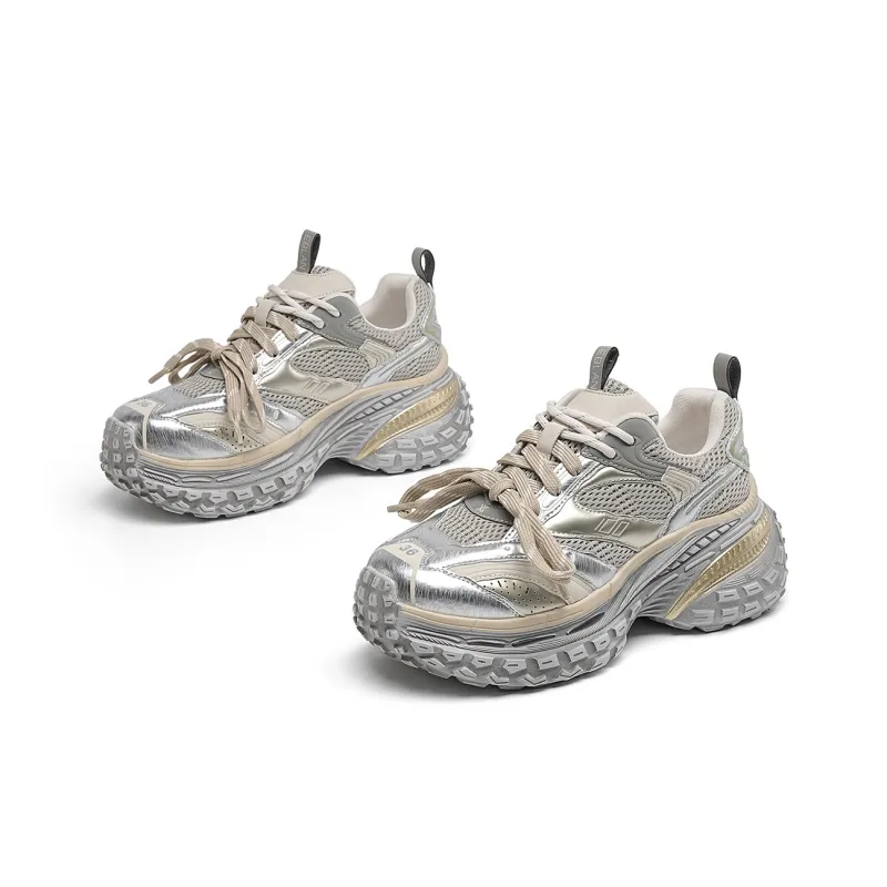 EBLAN Low Top Chunky Sneakers Women's Champagne-1