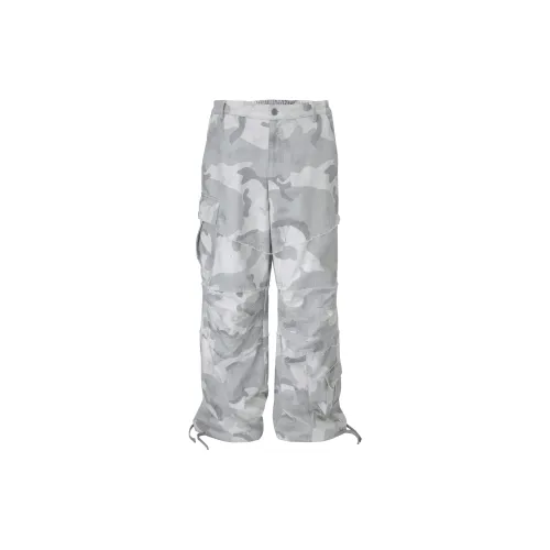 FIRE 2 COLD EGO Casual Pants Unisex Gray-White Camouflage