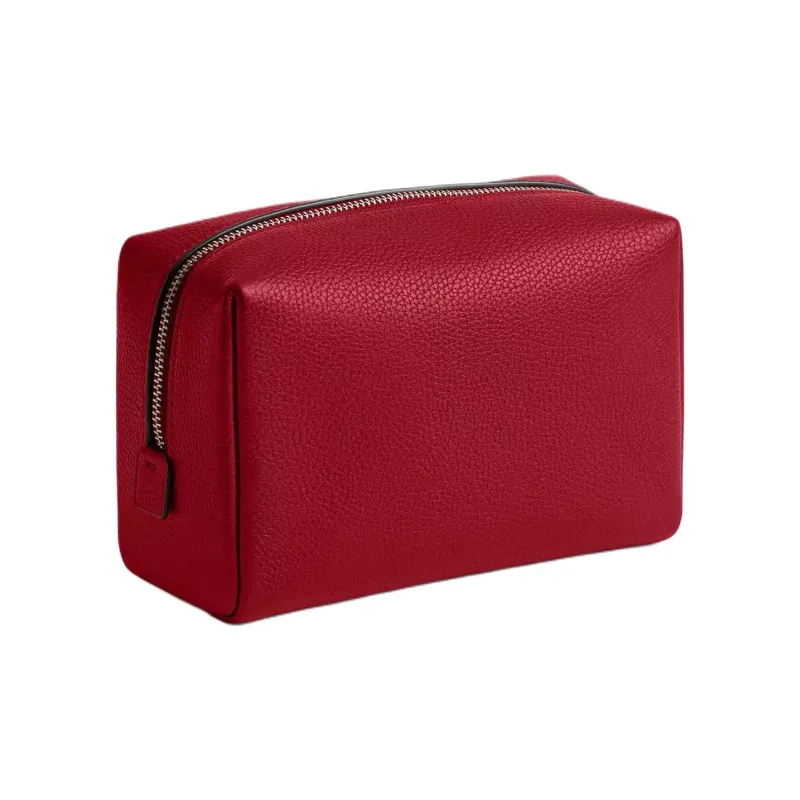 COACH Litchi Grain Leather Storage Bag, Makeup Bag Small Size Women's Ruby-1