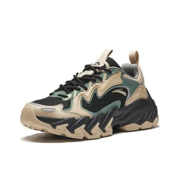 Anta Wear Resistant Slip Resistant Low Top Casual Shoes Men's Beige Black Green
