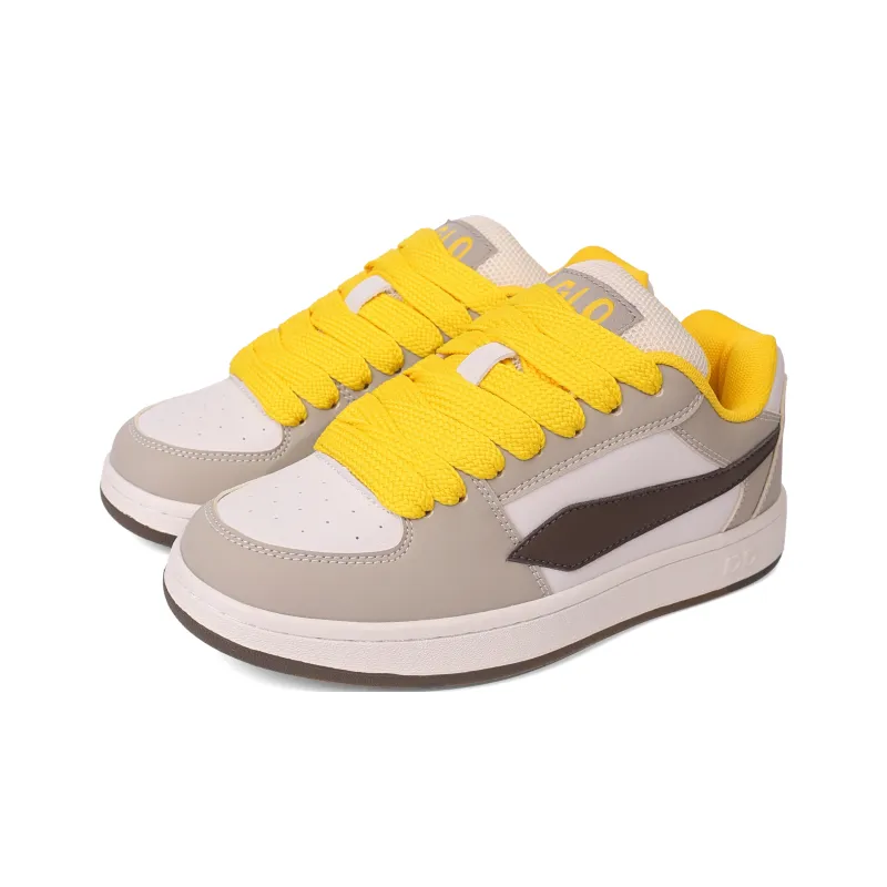 GLO BULL Skateboard Shoes Unisex Low Top Beige Brown Yellow-2