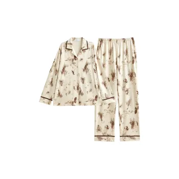 Same Language Pajama Set Women's Paper Yellow Red Jasper Lotus