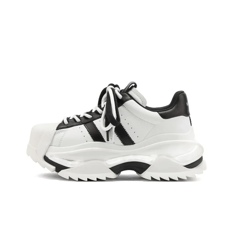 M88M Anti-Slip Wear-Resistant Low-Top Chunky Sneakers Unisex Black White-0