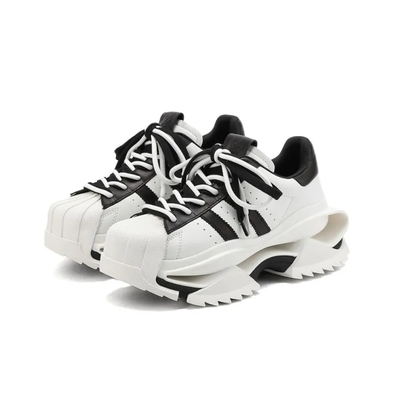 M88M Anti-Slip Wear-Resistant Low-Top Chunky Sneakers Unisex Black White-1