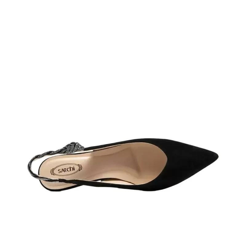 Satchi Rubber Sole Slip-Resistant Wrap-toe Slippers Women's Black-2