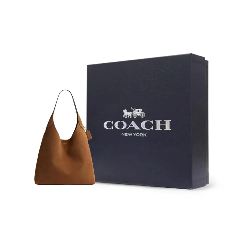 COACH Brooklyn Suede Hobo Bag, Handbag, Shoulder Bag Large Size Women's Cedar Color-7