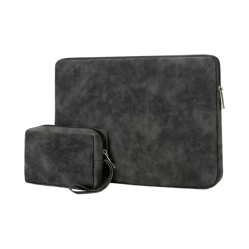 MUYKUY PU Leather Liner Laptop Bag Regular Unisex Gray/Pink/Black-13