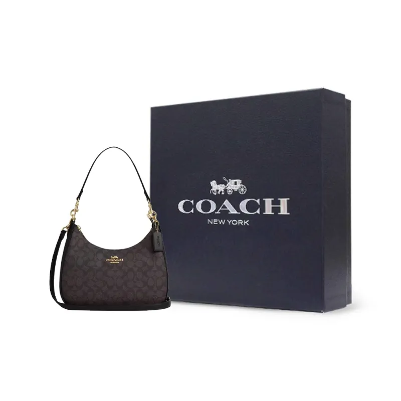 COACH Teri Coated Canvas Crossbody Bag Shoulder Bag Large Size Women's Black-6