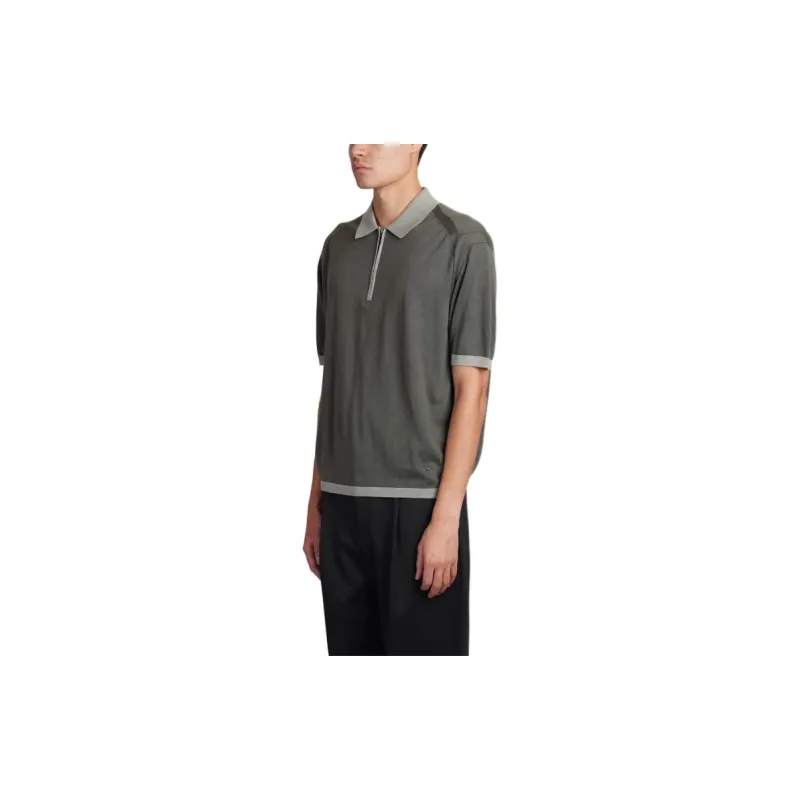 EMPORIO ARMANI Logo Patch Half Zip Polo Shirt-2