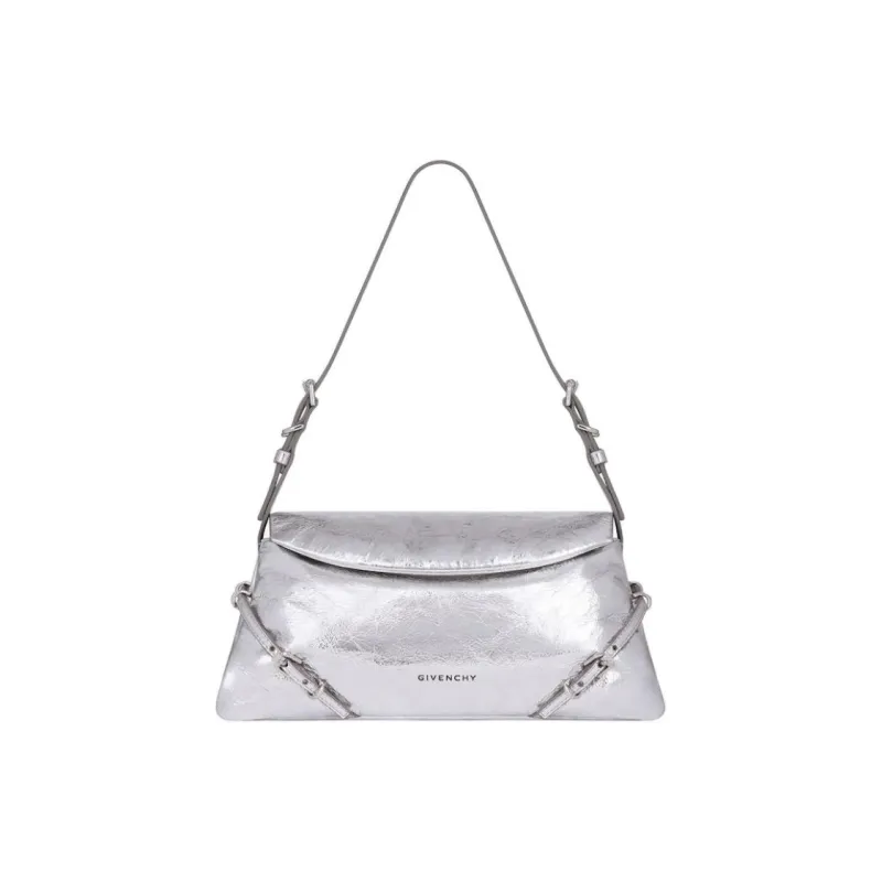 GIVENCHY Voyou Lambskin Handbag, Shoulder Bag Trumpets Women's Silver White-0
