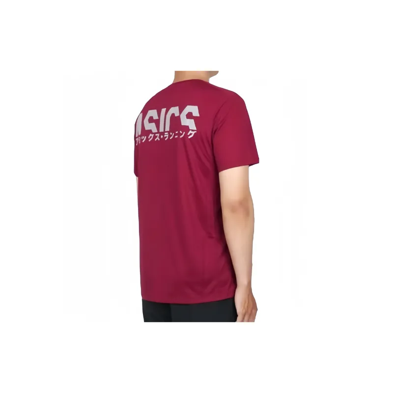 Asics T-Shirt Men's Burgundy Silver-4