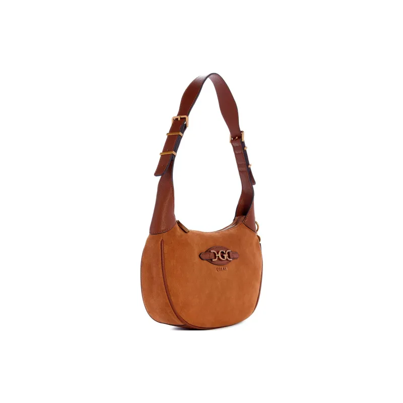 GUESS Suede Hobo Bag Handbag Shoulder Bag Women's Brown-1
