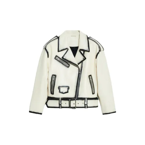 STAND STUDIO Leather Jackets Women's Feather White