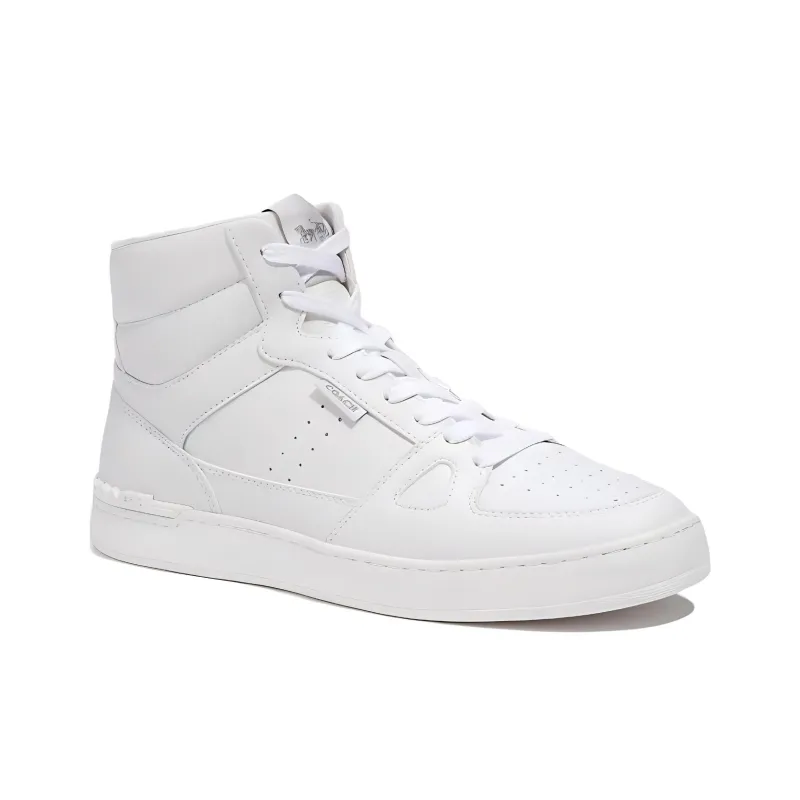 COACH High Top Skateboard Shoes Men's White-2