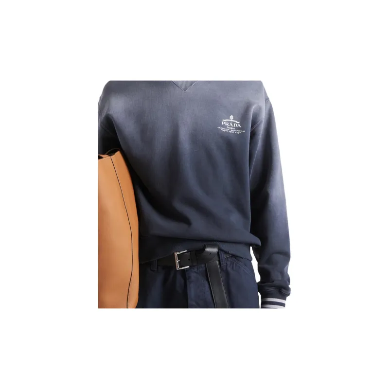 PRADA Logo embroidered Cotton Sweatshirt-2