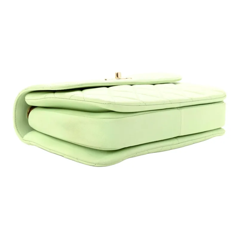 CHANEL Trendy Cc Lambskin Shoulder Bag, Crossbody Bag, Handbag Trumpets Women's Light Green-2