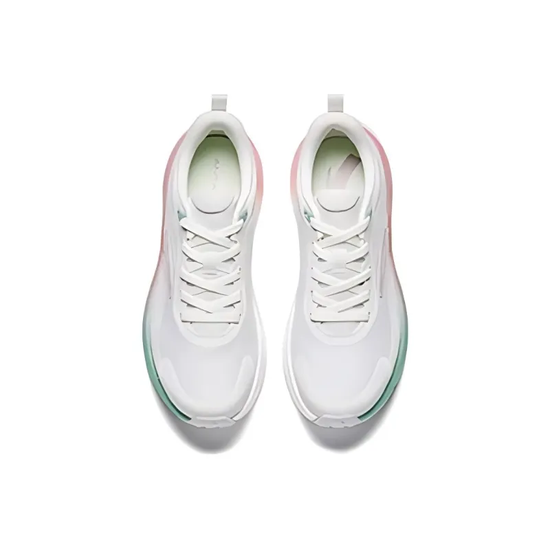 Anta Light Cloud Anti Slip Wear Resistant Low Top Casual Running Shoes Women's White Pink Green-2
