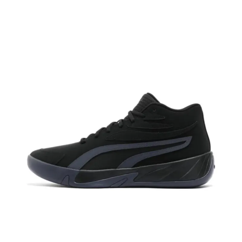 PUMA Court Anti Slip Wear Resistant Mid Top Basketball Shoes Unisex Black-0