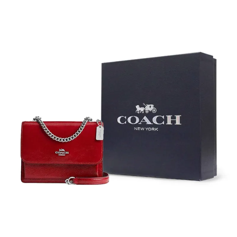 COACH Klare Cow Leather Shoulder Bag, Crossbody Bag Mini Women's Red-6