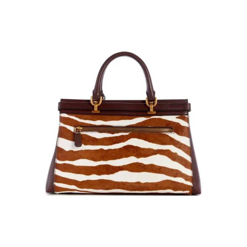 GUESS Faux Fur Tote Bag Shopping Bag Shoulder Bag Crossbody Bag Handbag Women's Brown-2