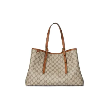 GUCCI Coated Canvas Tote Bag, Shopping Bag, Shoulder Bag, Handbag Medium Size Women's Brown