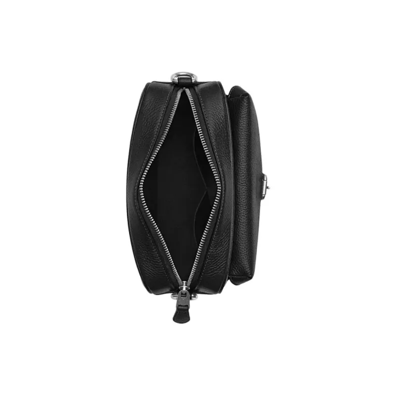COACH Cow Leather Shoulder Bag, Crossbody Bag Trumpets Men's Black-2