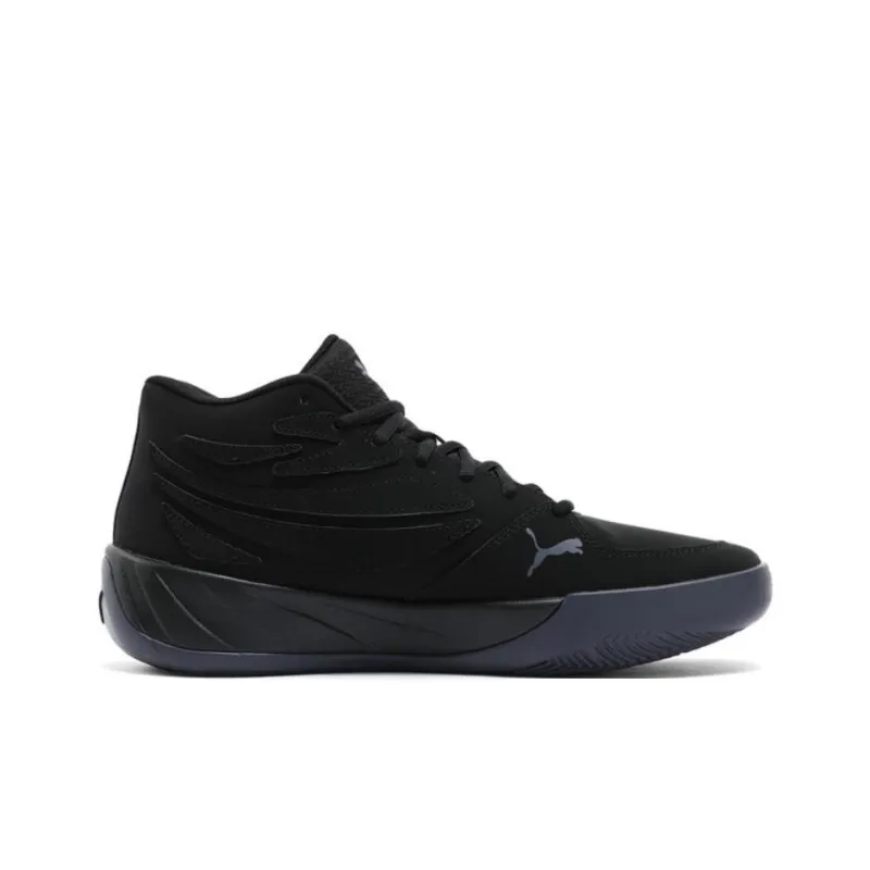 PUMA Court Anti Slip Wear Resistant Mid Top Basketball Shoes Unisex Black-1