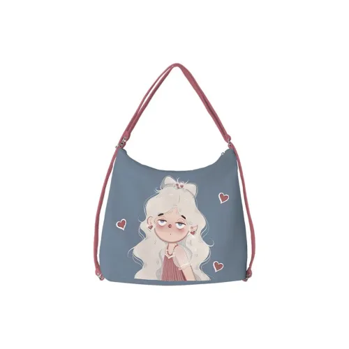 AOSONG Suede Technology Fabric One Shoulder Backpack, Crossbody Bag Unisex Blue Princess Dual Purpose