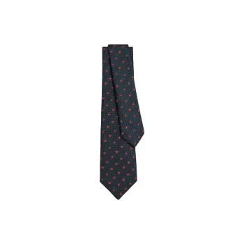 HERMES Mulberry Silk Ties Men's Navy