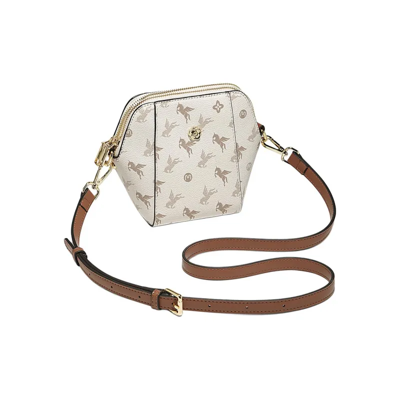 Marino Orlandi Synthetic Leather Small Square Bag, Crossbody Bag, Shoulder Bag Regular Women's Coffee/Ecru-7
