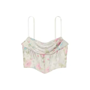 Victoria's Secret Very Sexy Satin Draped Corset Top / DELICATE GARDEN Pajama Tops Women's Delicate Garden Silver Pearl