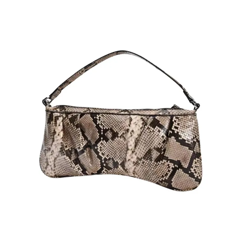 ZARA PU Handbag, Shoulder Bag Small Size Women's Snake Print Brown-3