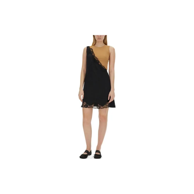 MM6 Maison Margiela One Shoulder Lace Trim Dress-2