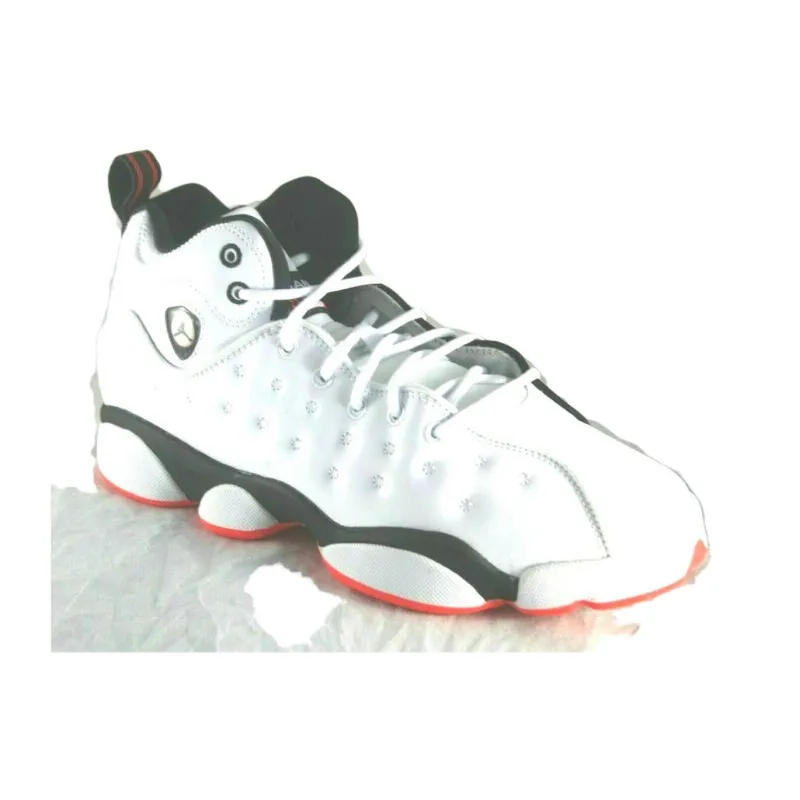 Jordan Jumpman Team II Slip Resistant Shock Absorbers Mid Top Children's Basketball Shoes Black White Teenagers-4