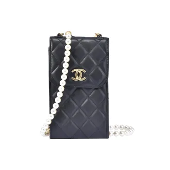CHANEL Lambskin Shoulder Bag, Crossbody Bag, Cell Phone Pouch Mini Women's Black