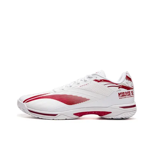 LiNing Slip Resistant Breathable Low Top Badminton Shoes Unisex White Red