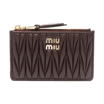 MIU MIU Calfskin Wallet Women's Chocolate Brown